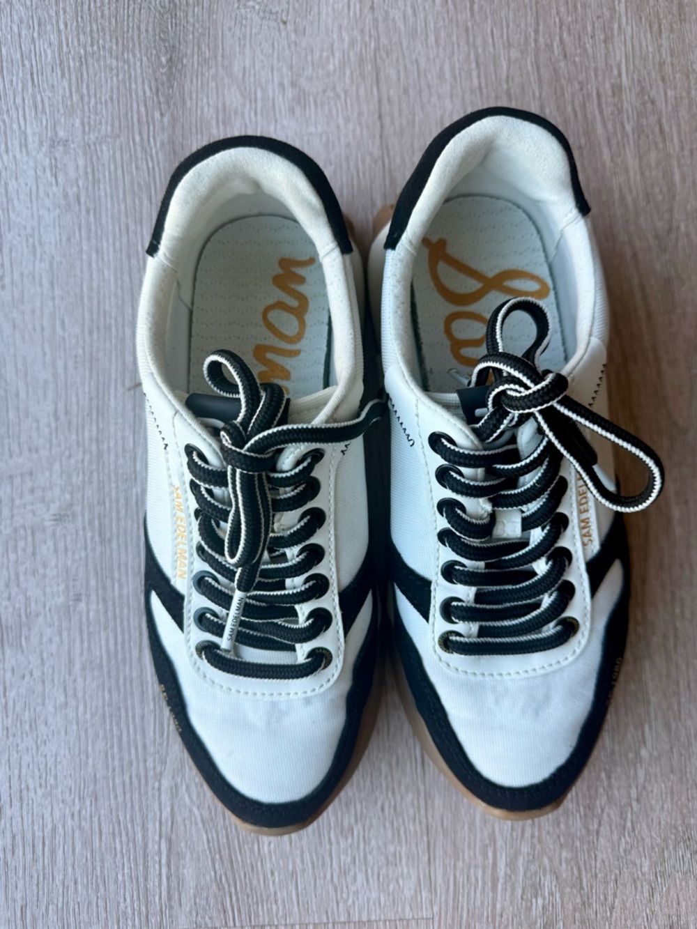 Sam Edelman Layla Platform Sneakers Black White Gum Sole Size 6 - Picture 3 of 6